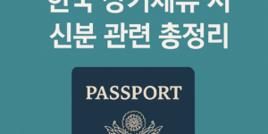 2025년 미국 영주권자와 시민권자의 한국 장기체류 관련 신분 총정리 썸네일 이미지. 미국 여권을 든 시니어 부부와 한국 국기, 비행기, 벚꽃 배경이 함께 표현됨.