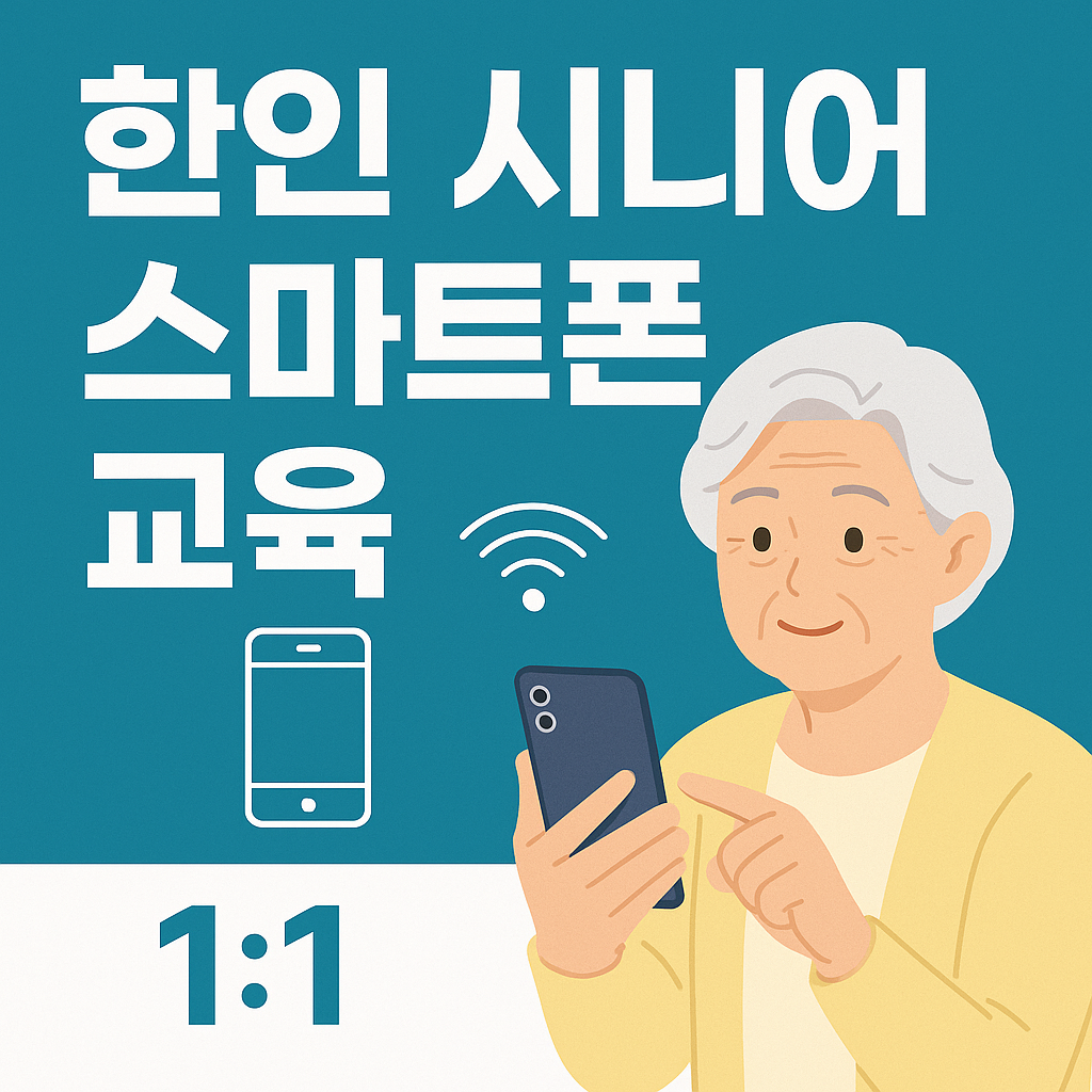 "한인 시니어 스마트폰 교육 1:1 맞춤 강의 썸네일 이미지"