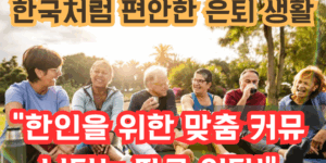 한인 시니어를 위한 맞춤 커뮤니티를 설명하는 문구가있는 썸네일 이미지