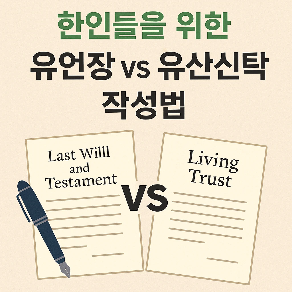 한인들을 위한 유언장과 유산신탁 비교 – Last Will vs Living Trust 서류 이미지
