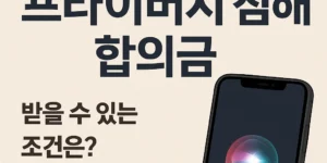 "애플 시리 소송 관련 프라이버시 침해 합의금 안내 썸네일 – 받을 수 있는 조건과 신청 방법을 설명하는 정보 이미지, Siri 아이콘과 스마트폰 포함"